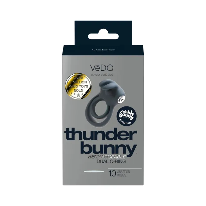 VeDo Thunder Bunny Vibrating Dual Couples Cock Ring Black