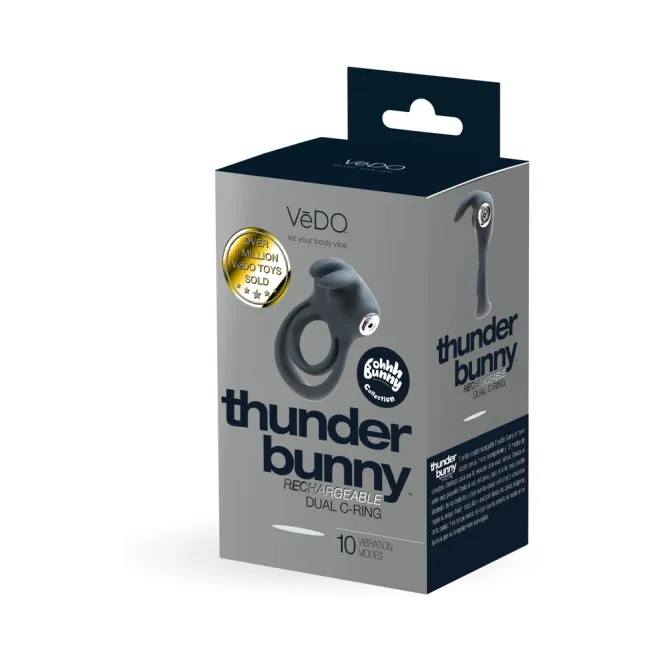 VeDo Thunder Bunny Vibrating Dual Couples Cock Ring Black