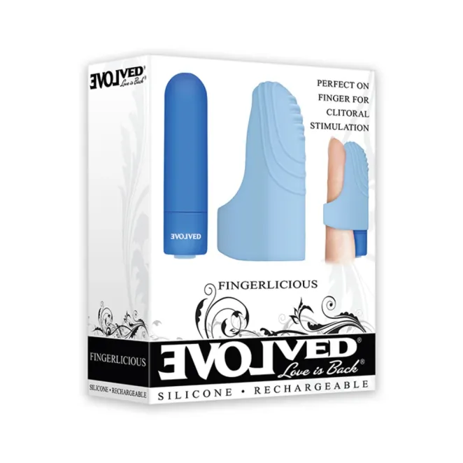 Silicone Finger Vibrator with 10 Speeds Blue
