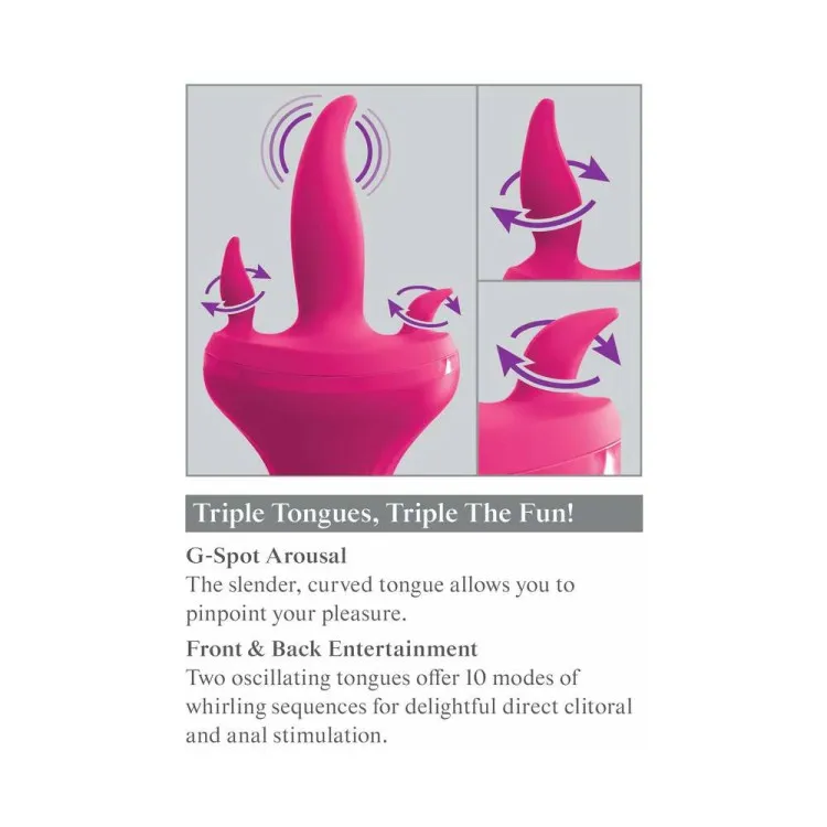 3Some Holey Trinity Triple Tongue Vibrator Red 3Some Holey Trinity Triple Tongue Vibrator Red