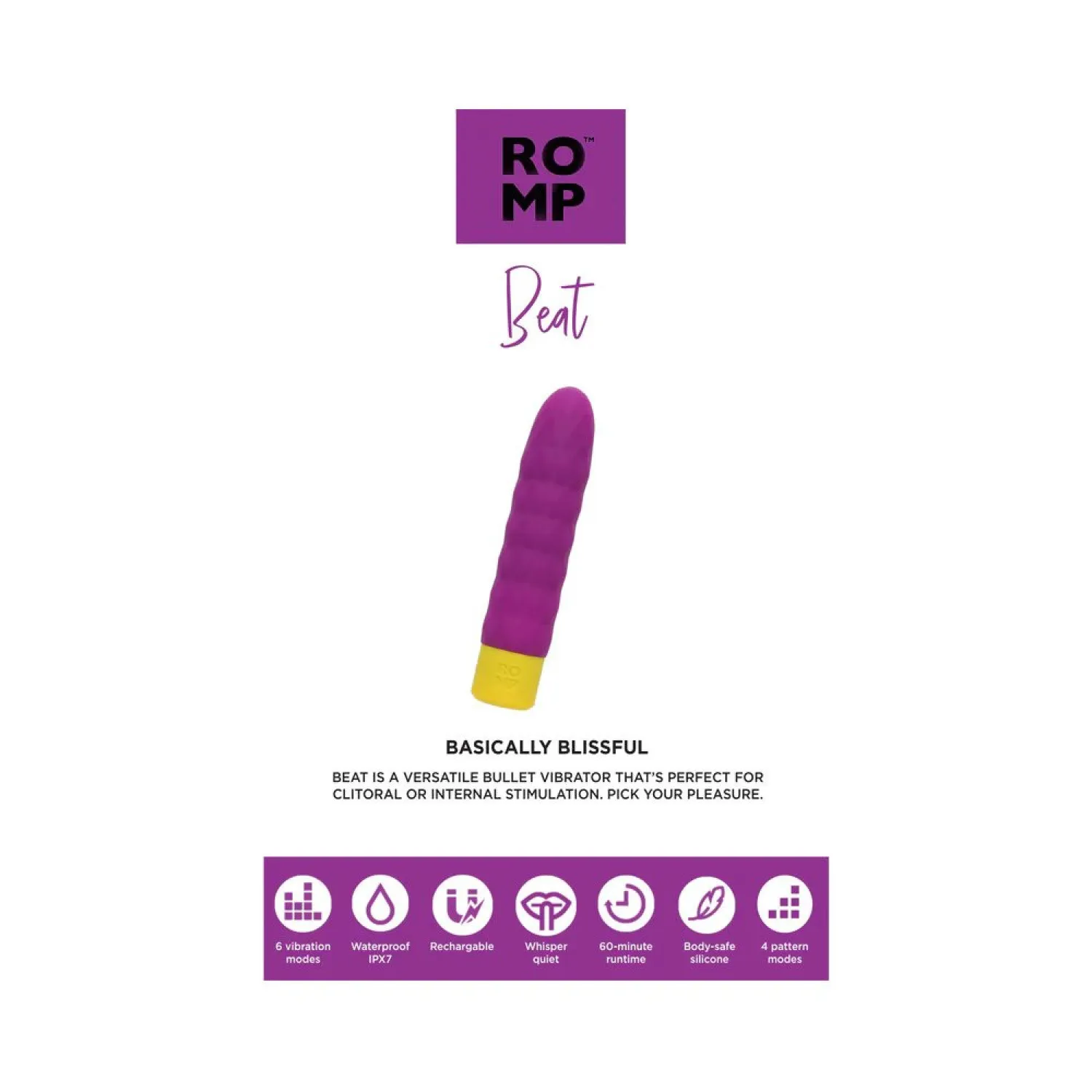 ROMP Beat Silicone Bullet Vibrator Purple