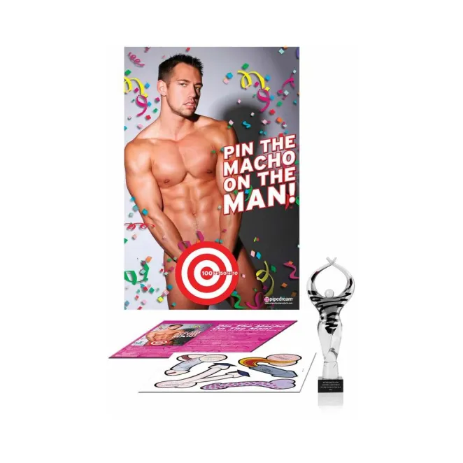 Pipedream Bachelorette Party Favors Pin The Macho On The Man Game (7537) | SlipDix.com