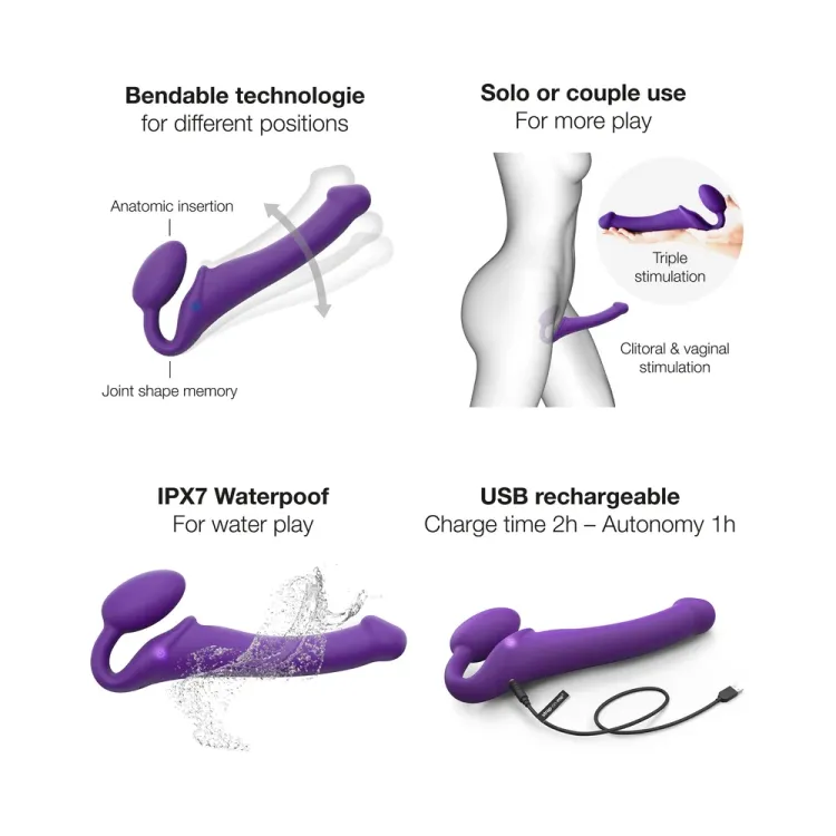 Strap-On-Me Remote-Controlled Vibrating Bendable Strap-On Purple M Strap-On-Me Remote-Controlled Vibrating Bendable Strap-On Purple M