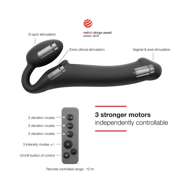Strap-On-Me Remote Control Vibrating Strapless Strap-On Black