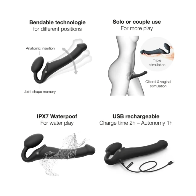 Strap-On-Me Remote Control Vibrating Strapless Strap-On Black