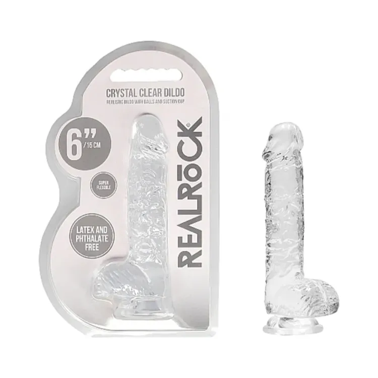 6 in. Crystal Clear Realistic Dildo with Balls