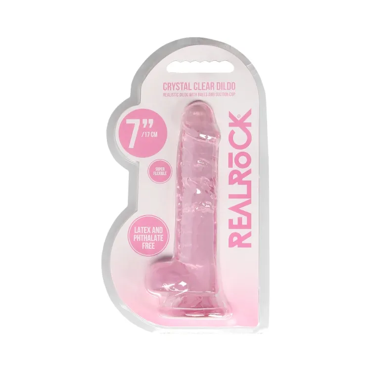 7 in. Crystal Clear Realistic Dildo with Balls Pink 7 in. Crystal Clear Realistic Dildo with Balls Pink
