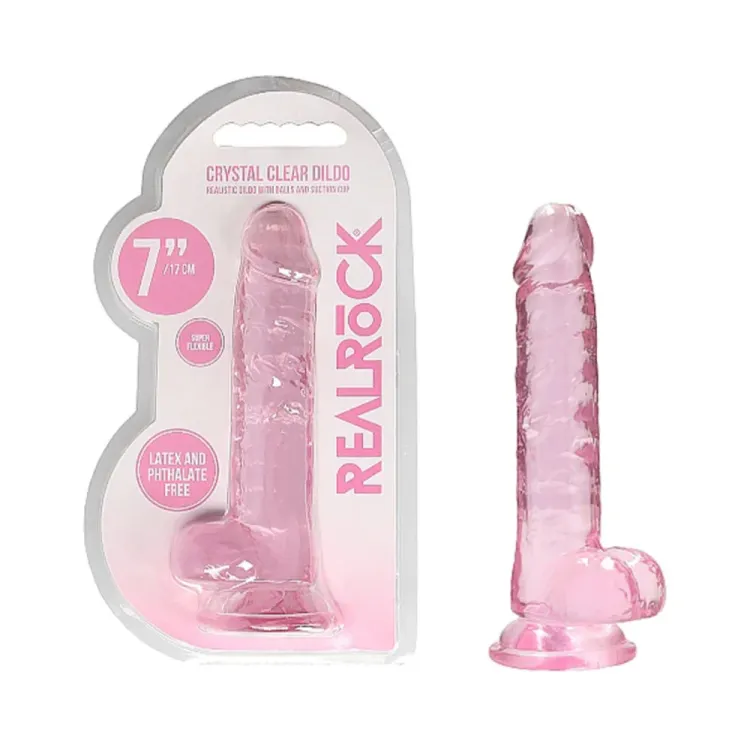 7 in. Crystal Clear Realistic Dildo with Balls Pink 7 in. Crystal Clear Realistic Dildo with Balls Pink