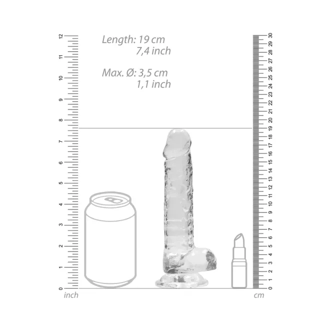 7 Inch RealRock Crystal Clear Dildo with Balls