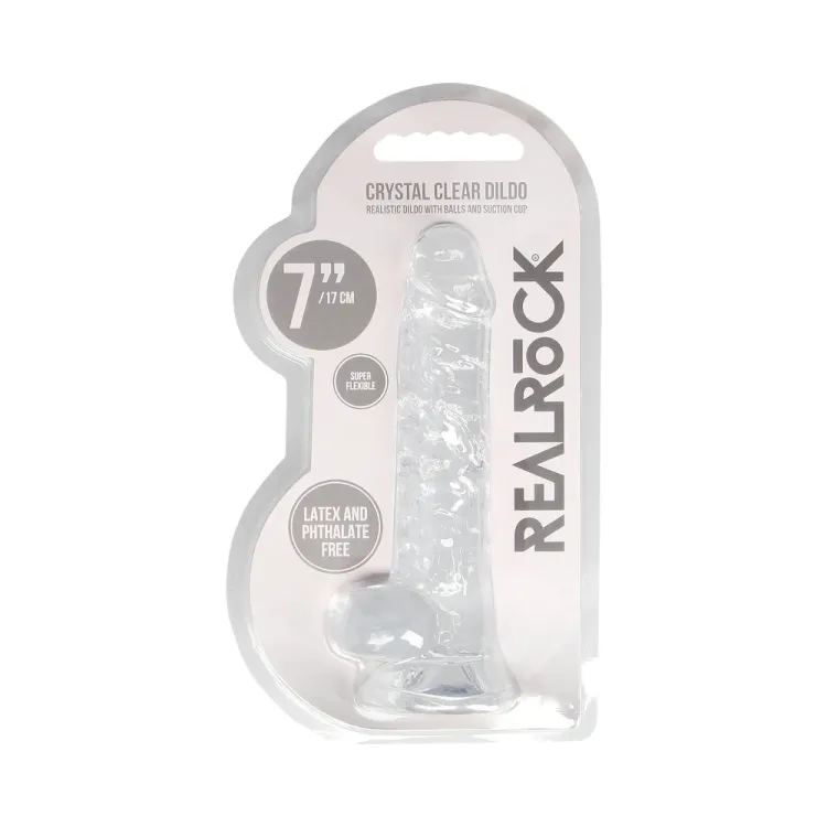 7 in. Crystal Clear Realistic Dildo with Balls Clear