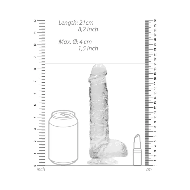 8 Inch RealRock Crystal Clear Dildo with Balls