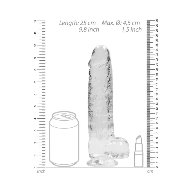 10 Inch RealRock Realistic Large Suction Cup Dildo Clear