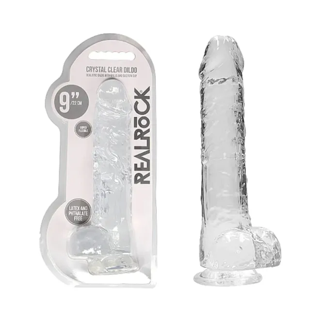 10 Inch RealRock Realistic Large Suction Cup Dildo Clear