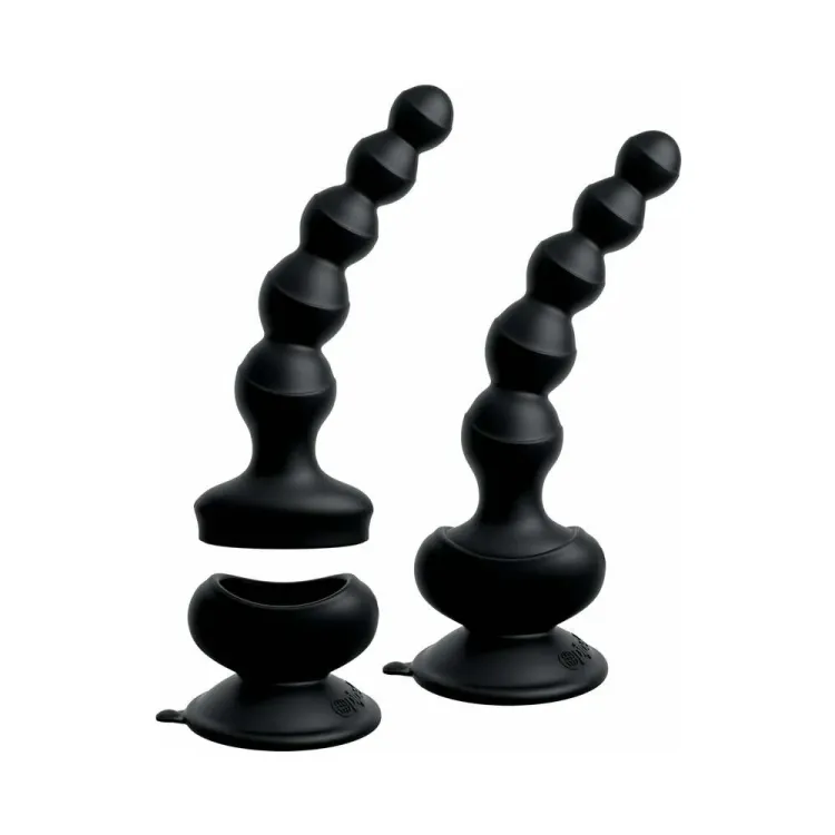 3Some Wall Banger Vibrating Anal Beads with Remote Black