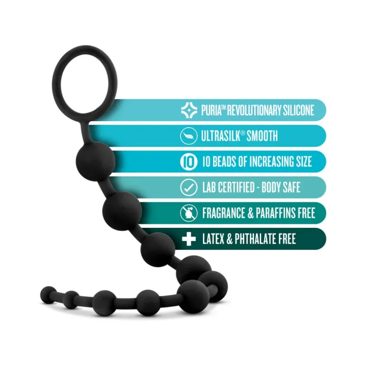 Silicone 10 Anal Beads Black Silicone 10 Anal Beads Black