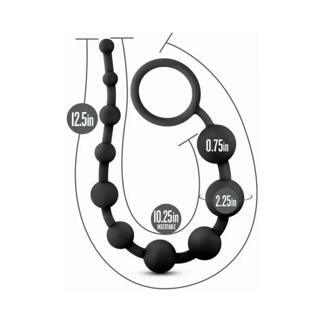 Silicone 10 Anal Beads Black