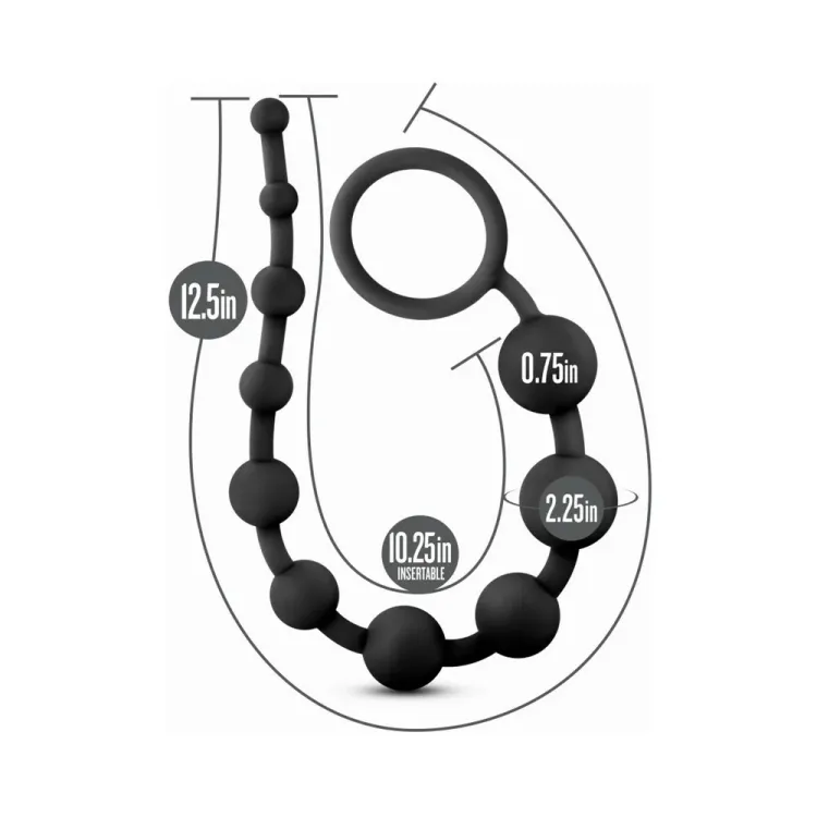 Silicone 10 Anal Beads Black Silicone 10 Anal Beads Black