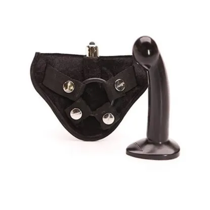 Tantus Sport 5.5 Inch Vibrating Silicone Dildo & Strap-On Harness Kit Onyx