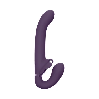 VIVE SATU Triple Motor Vibrating Silicone Strapless Strap-On Purple