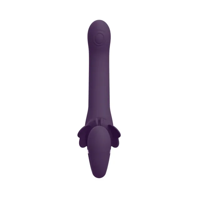 VIVE SATU Triple Motor Vibrating Silicone Strapless Strap-On Purple