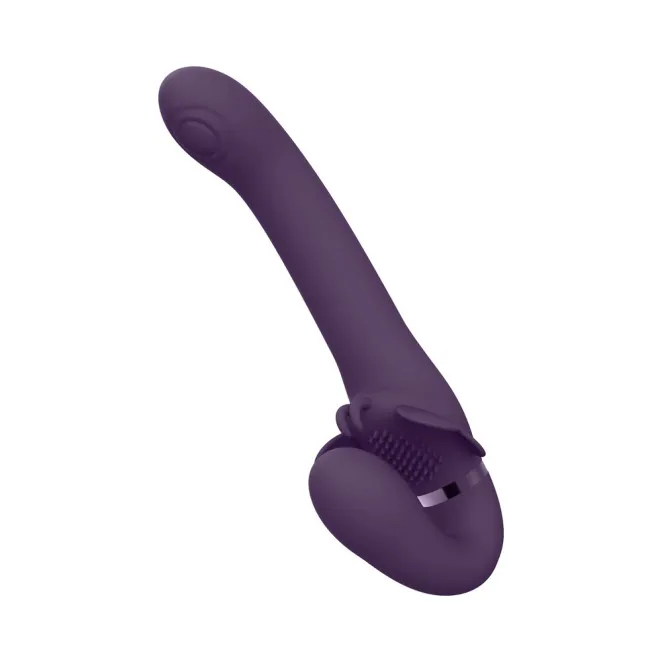 VIVE SATU Triple Motor Vibrating Silicone Strapless Strap-On Purple