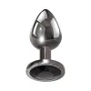 Anal Metal Butt Plug with Black Gem Small