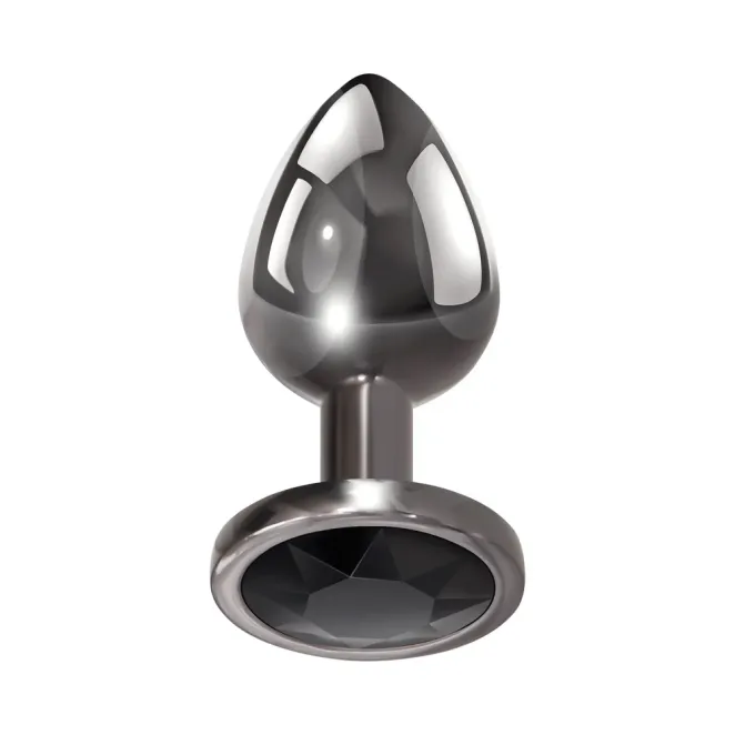 Anal Metal Butt Plug with Black Gem Small