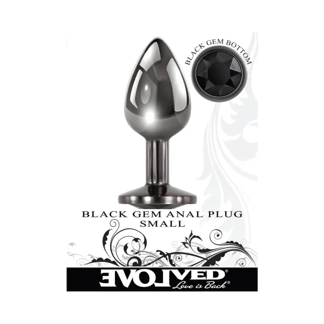 Anal Metal Butt Plug with Black Gem Small