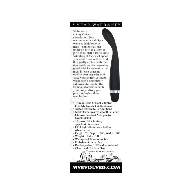 Silicone Slimline G-Spot Vibrator Skinny G Black