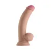8 Inch Shaft Classic Dual-Density Silicone Dildo with Balls Beige