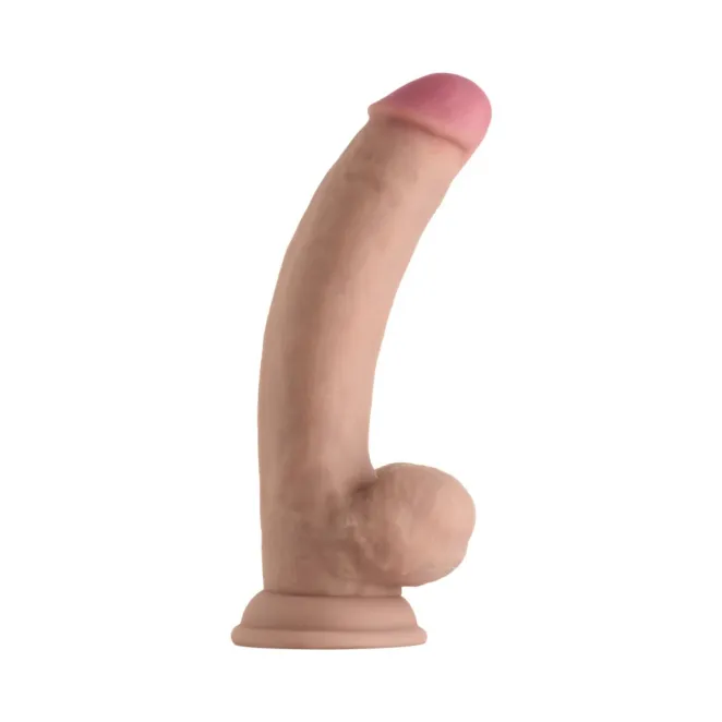 8 Inch Shaft Classic Dual-Density Silicone Dildo with Balls Beige