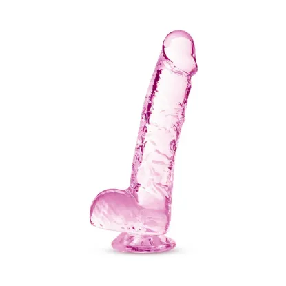 6 in. Crystalline Realistic Dildo with Balls Rose