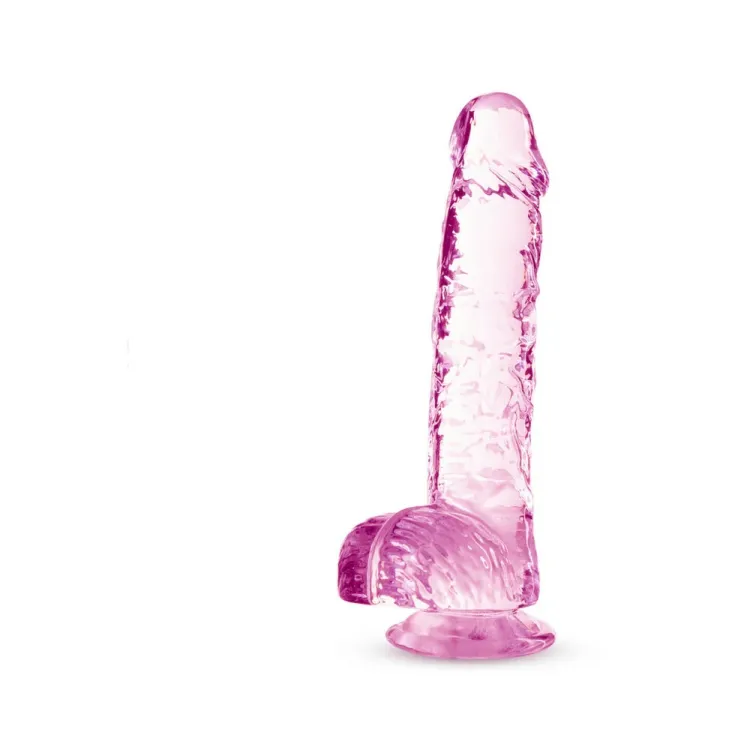 6 in. Crystalline Realistic Dildo with Balls Rose