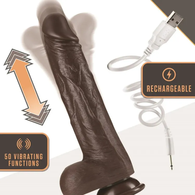 8 in. Thrusting Silicone Dildo with Balls Brown 8 in. Thrusting Silicone Dildo with Balls Brown