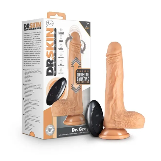 7.5 Inch Realistic Vibrating & Thumping Silicone Dildo with Balls & Remote Beige