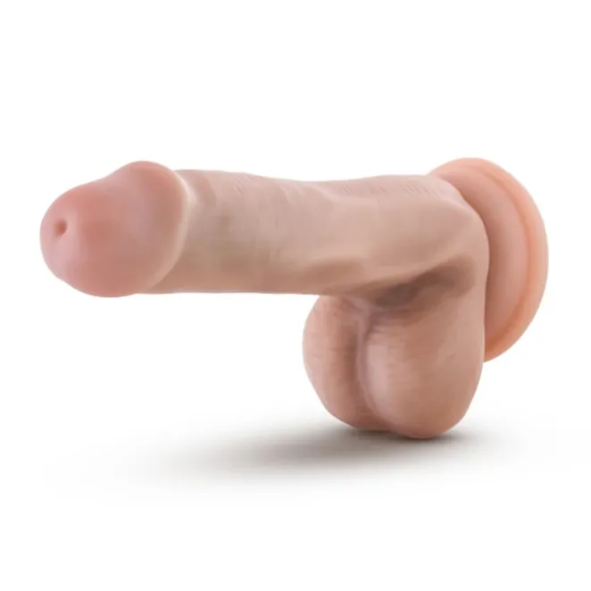 6.5 Inch Posable Silicone Dildo with Balls Beige