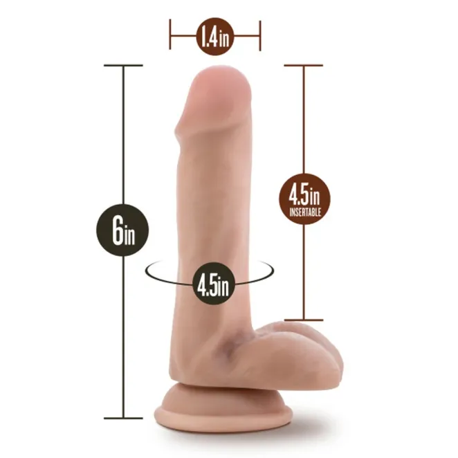 6.5 Inch Posable Silicone Dildo with Balls Beige