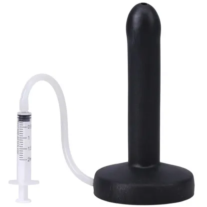 6 in. POP Slim Squirting Strap-On Dildo Black