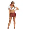 Dreamgirl Two-Piece Schoolgirl-Themed Set with Knit Crop Top and Pleated Mini Skirt Costume Dreamgirl Two-Piece Schoolgirl-Themed Set with Knit Crop Top and Pleated Mini Skirt Costume