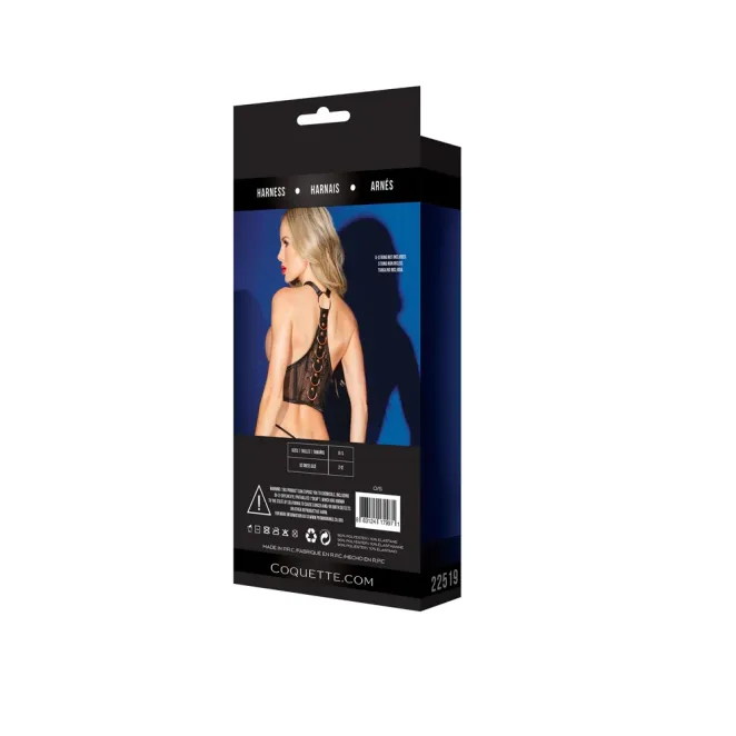 Black Label Harness with Adjustable Choker Black/Rose Gold