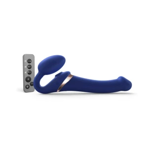 Strap-On-Me Multi Orgasm Bendable Vibrating Strapless Strap-On with Remote Blue M