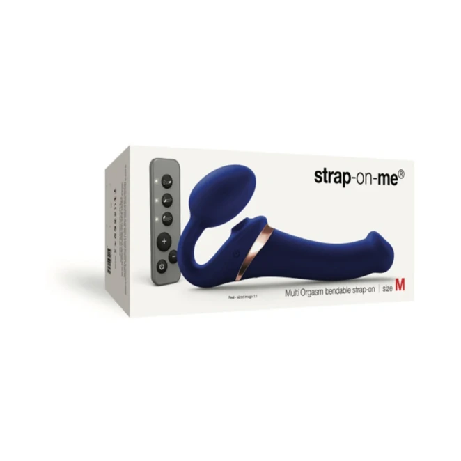 Strap-On-Me Multi Orgasm Bendable Vibrating Strapless Strap-On with Remote Blue M