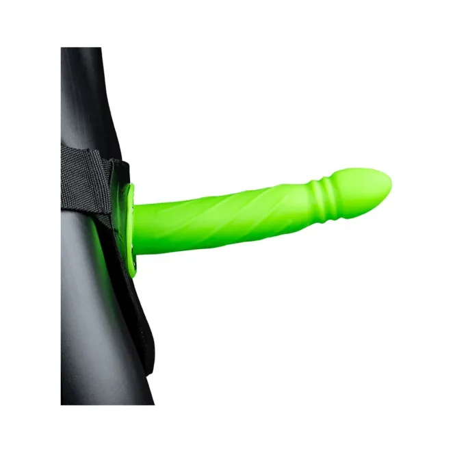Twisted 8 Inch Glow In The Dark Hollow Strap-On Neon Green