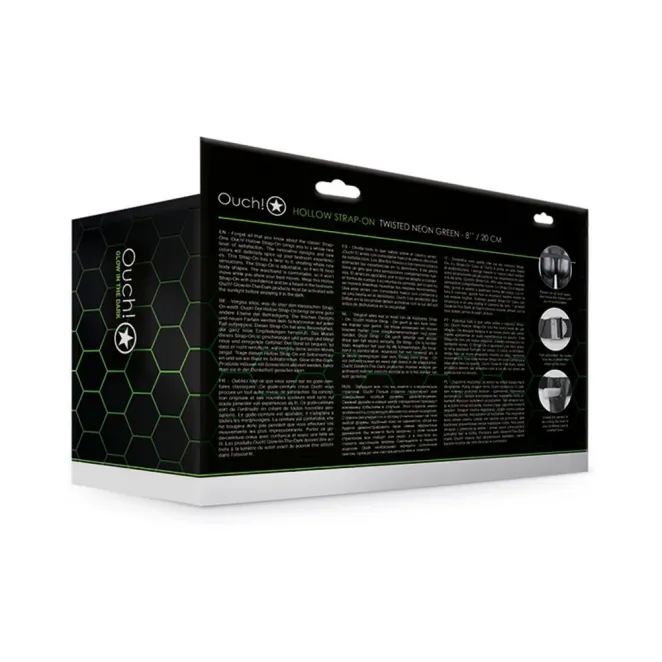Twisted 8 Inch Glow In The Dark Hollow Strap-On Neon Green