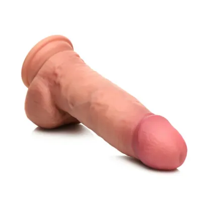7 Inch Dual Density Realistic Silicone Dildo with Balls Beige