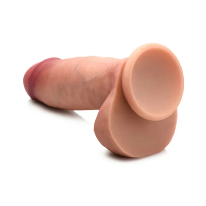 7 Inch Dual Density Realistic Silicone Dildo with Balls Beige