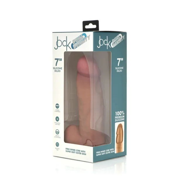 7 Inch Dual Density Realistic Silicone Dildo with Balls Beige