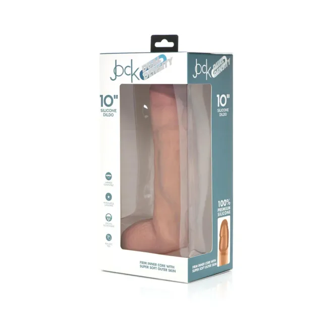 10 Inch Realistic Silicone Dildo with Balls Beige