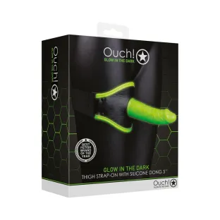 Glow in the Dark Thigh Strap-On Harness with 5 inch Dildo Green