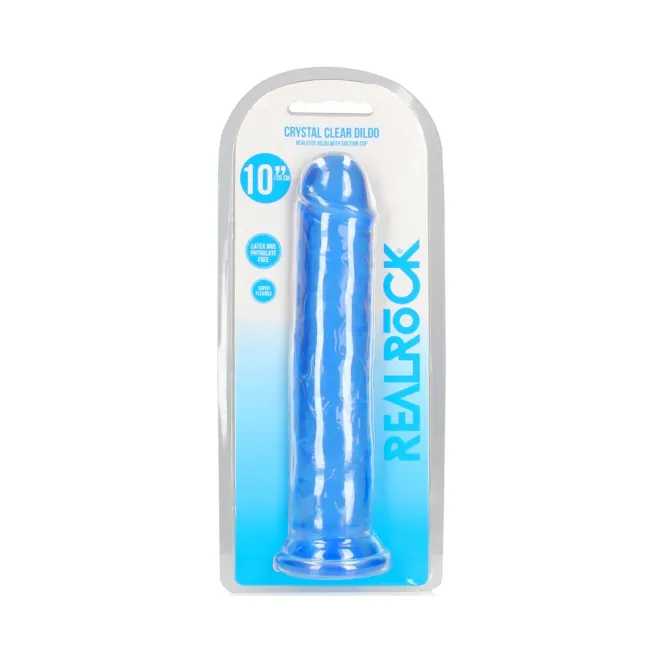 10 Inch RealRock Clear Suction Cup Dildo Blue
